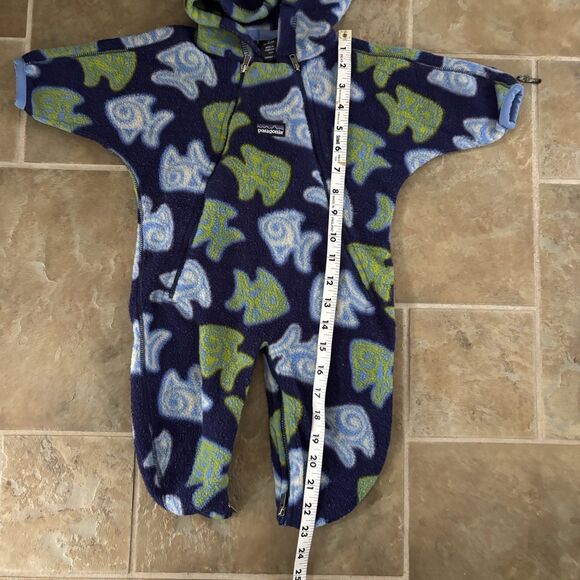 Patagonia Fleece Bunting Baby Infant 3-6 Months Zen Turtle Fish VINTAGE 90s RARE - Picture 8 of 10